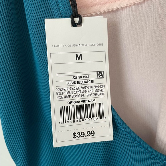 NWT Shade & Shore Medium Women's Ribbed Strappy Side One Piece Swimsuit - Picture 5 of 5